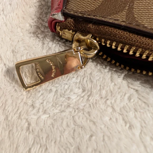 Coach Signature Canvas Tote with Red Trim and Gold Hardware - Picture 6 of 9